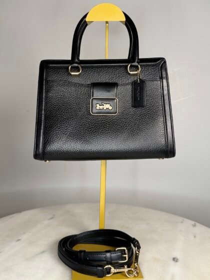 Coach Style CC141 Grace Carryall 2-Way Bag Pebbled Leather Black / Gold