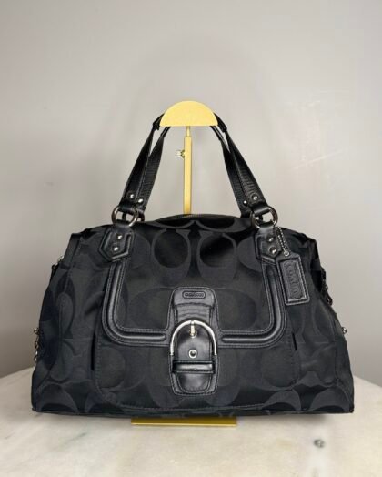 Coach Style F26243 Campbell Izzy in Black Signature Satin / Silver