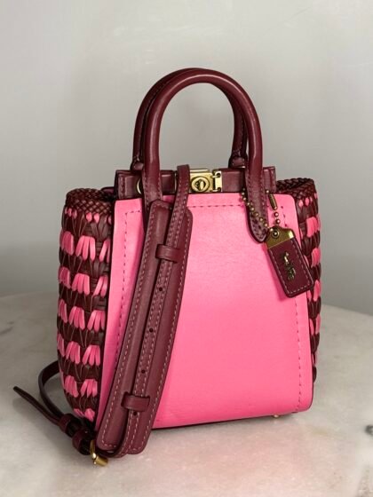 Coach 1941 Style 619 Troupe Tote 16 With Weaving in Confetti Pink / Merlot