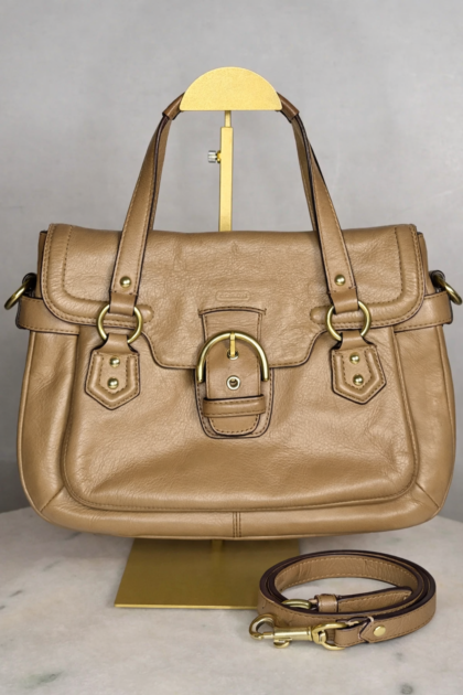 Coach Style F27231 Campbell Satchel in Taupe/Tan Leather with Gold Hardware