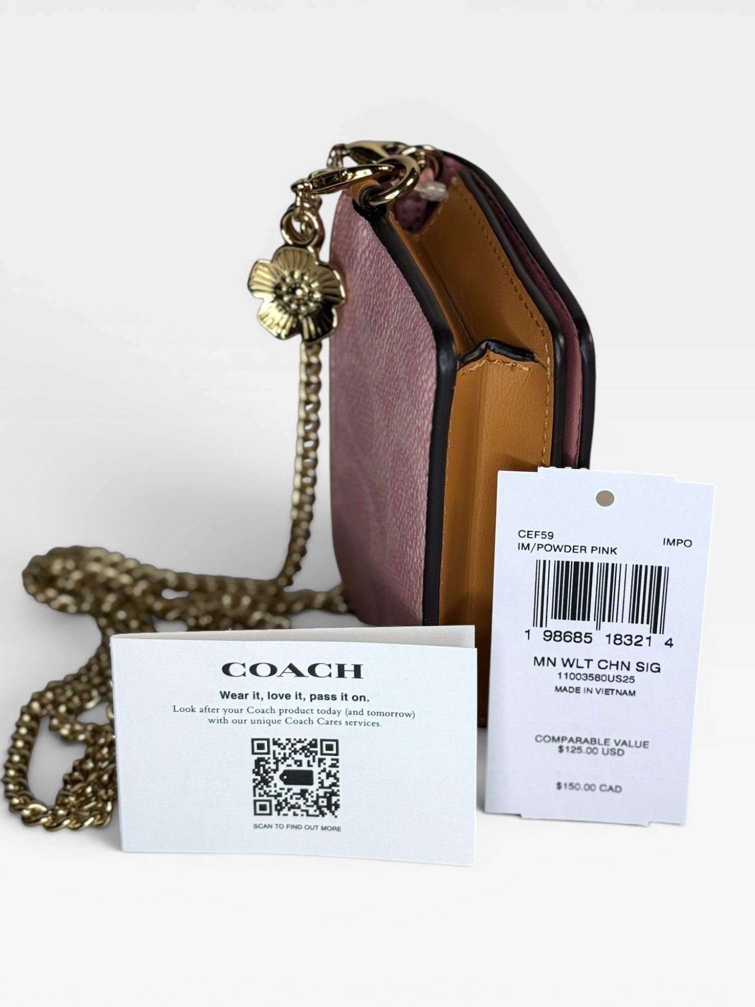 Coach Mini Wallet On A Chain With Charms CEF59 Powder Pink - Image 2