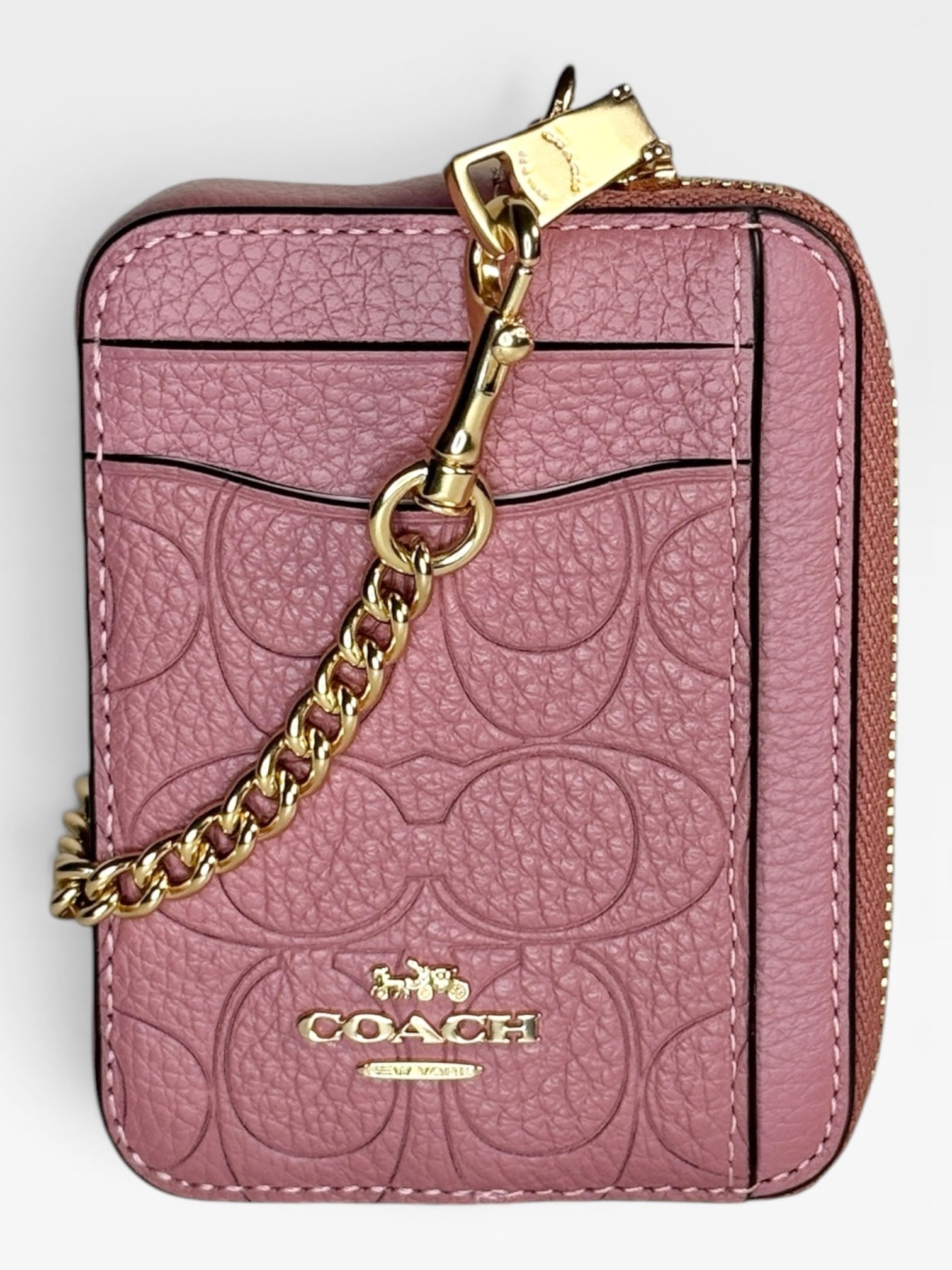Coach Zip Card Case In Signature Leather CCS83 Peony Pink - Image 7