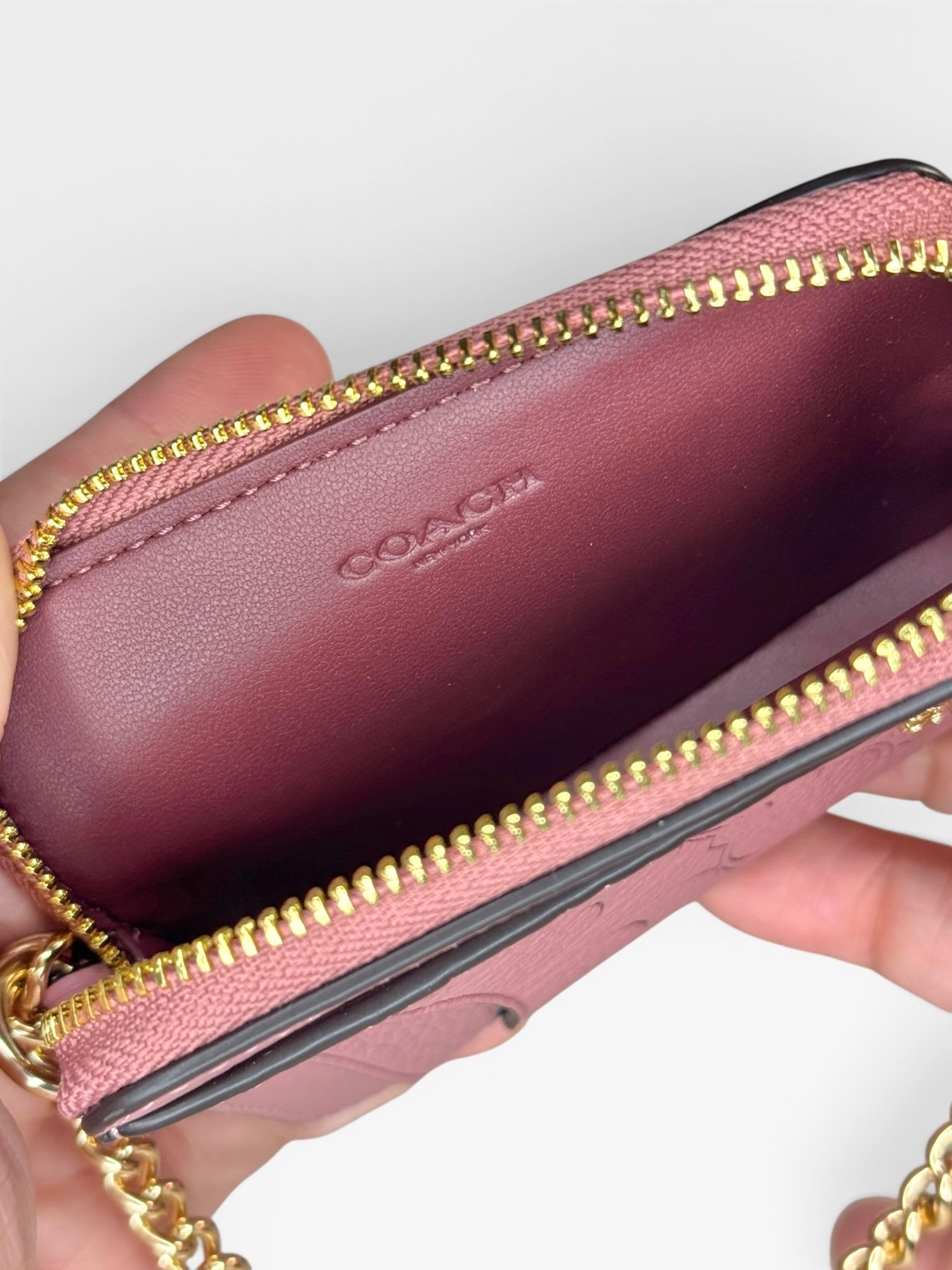 Coach Zip Card Case In Signature Leather CCS83 Peony Pink - Image 3