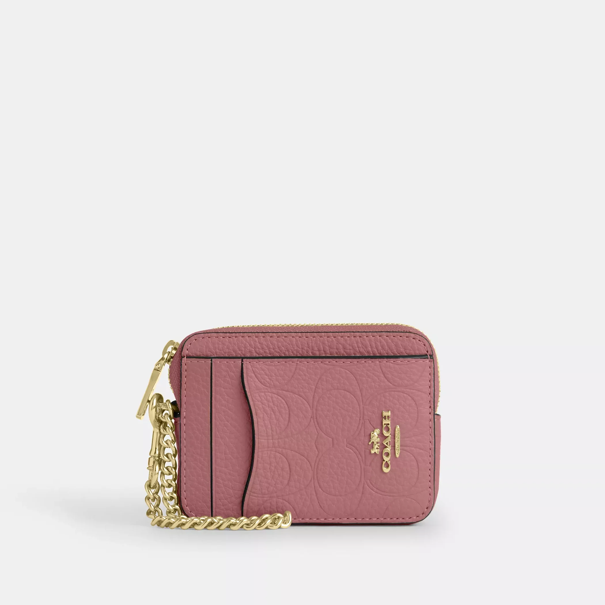 Coach Zip Card Case In Signature Leather CCS83 Peony Pink