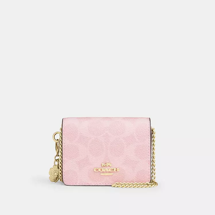 Coach Mini Wallet On A Chain With Charms CEF59 Powder Pink