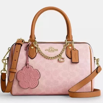 Coach Rowan Satchel Bag In Signature Canvas With Charms CEA18 Powder Pink
