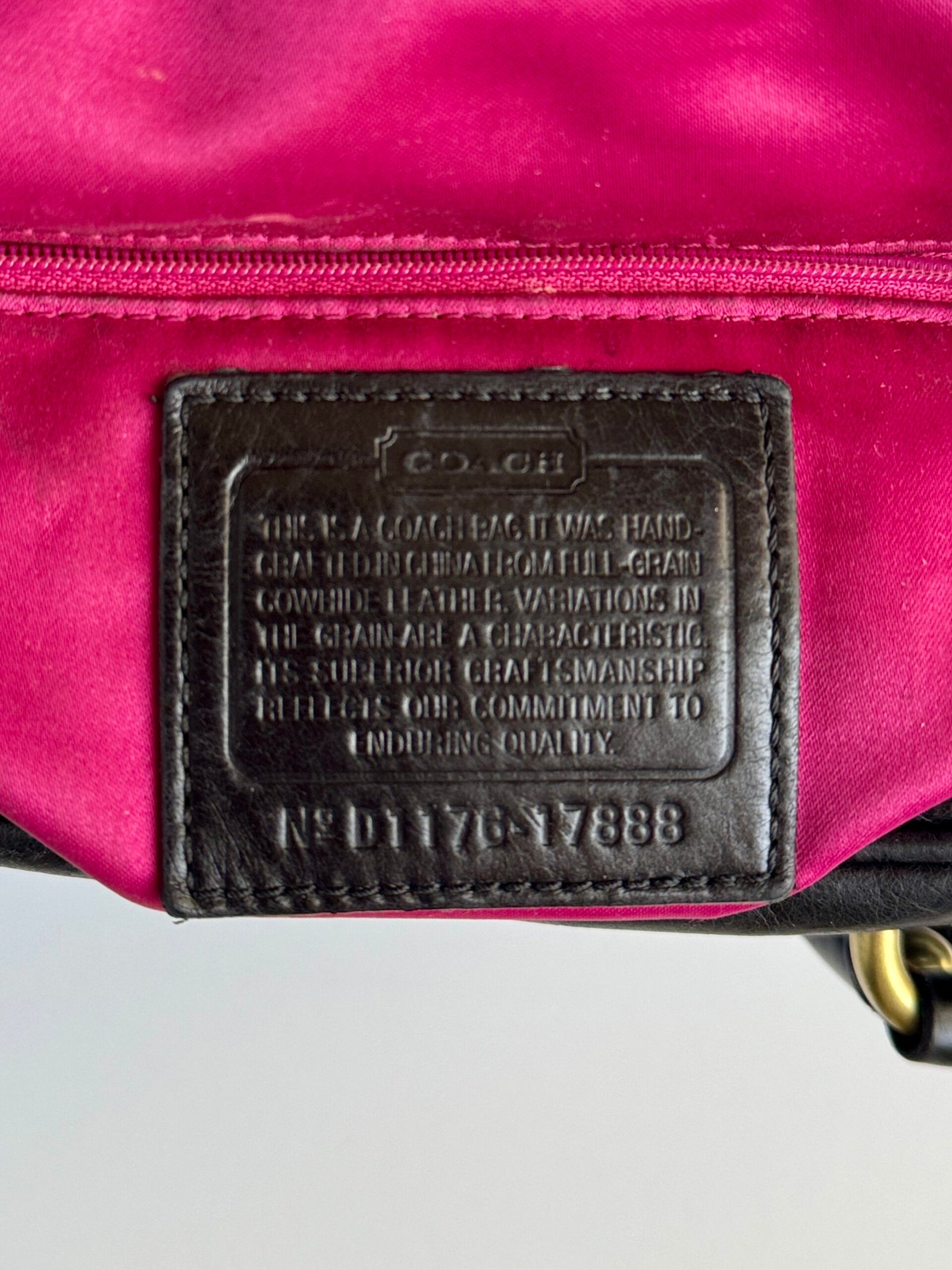 Coach Poppy Leather Pushlock Satchel 17888 Black - Image 8