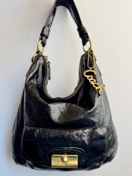 Coach Kristin Crinkle Patent Leather Hobo 16013 – Black