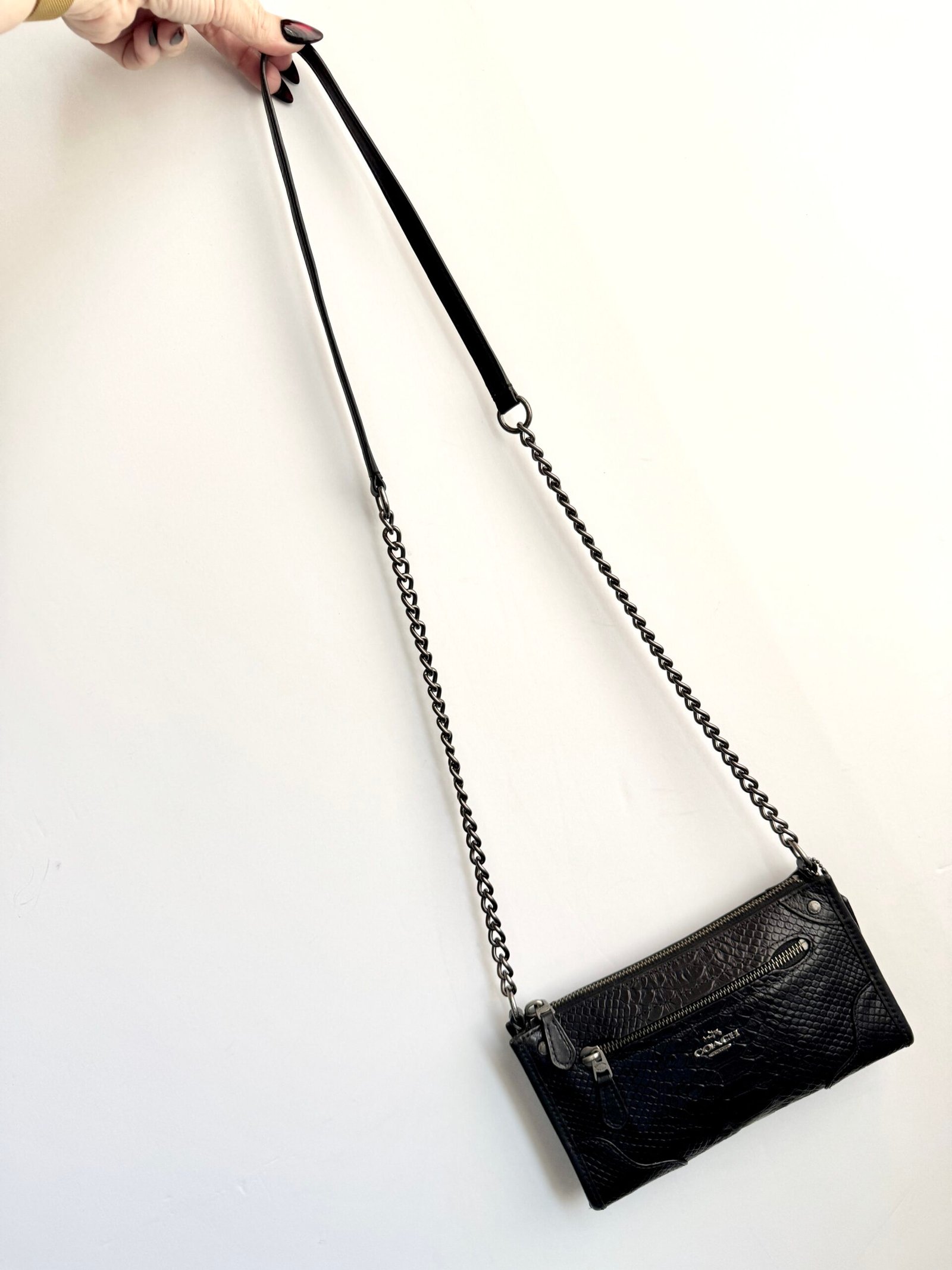 Coach Mickie Crossbody F36211 – Black Exotic Mix Leather - Image 2